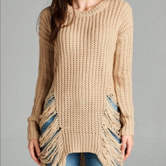 Sweaters - NWT Tan Distressed Sweater